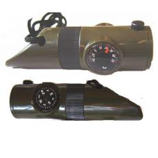 军威七用哨指南针（温度计，放大镜，１LED手电，反光镜，求生哨，储存仓），多功能口哨指南针，指北针